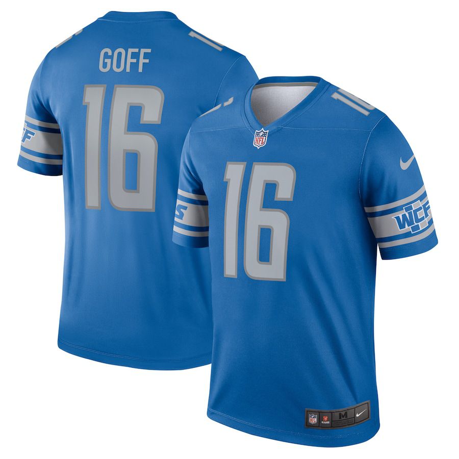 Men Detroit Lions 16 Jared Goff Nike Blue Legend NFL Jersey